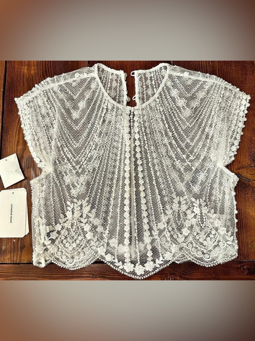 Catherine Deane Devyn Top Lace Crop Top White Size 4